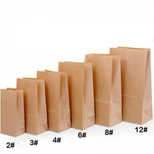 Manufacturers wholesale disposable food grade packing bag custom sos brown kraft paper bags without handle