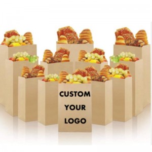 Disposable Biodegradable Coffee Bean Bakery Customized Color Food Kraft Brown No Handle Sos Take Away Paper Bag