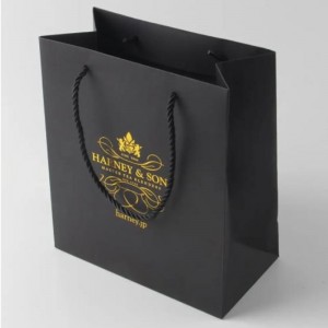 Luxury Black packaging Paper bags Printed Custom Logo Clothing Shopping Gift Jewelry Wine Paper bag
