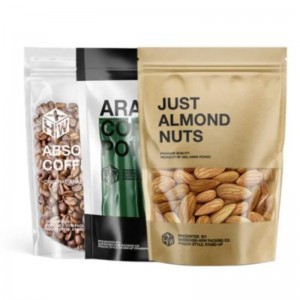 Custom Printed Food Packaging Bag Ziplock Kraft Paper Stand Up Pouch With Zipper And Window