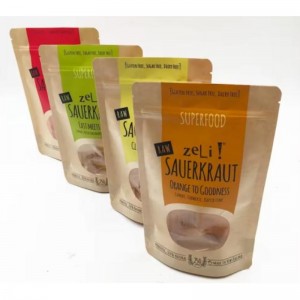 Eco friendly resealable laminated brown kraft paper packing food bag zip lock stand up pouch kraft bag with window