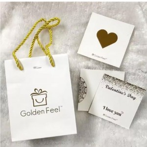 Printed Luxury Small Recycled Shopping Bags Gift Paper Bags with Business name for Jewelry Packaging with handle