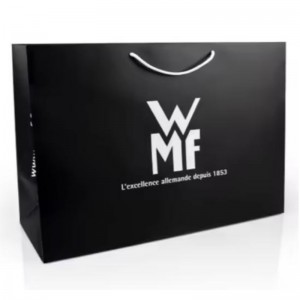 Custom Logo Matt Black Paper Clothing Packaging Gift Paper Bag Shopping Bag luxury Paper Bags With Ribbon Handle