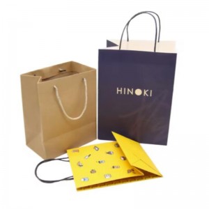 Customized printed logo kraft paper packaging bag gift crafts shopping biodegradable paper bag with handle